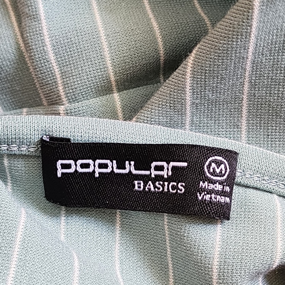 Popular Basics Romper Womens Size M Medium Blue Striped Summer Date Party - Picture 2 of 5